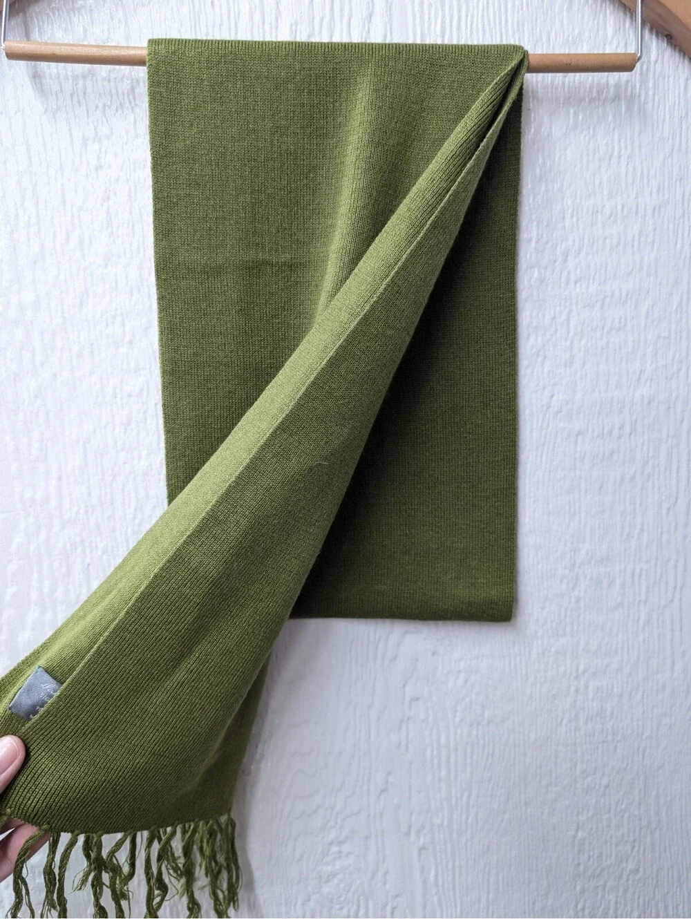 Daniel Cremieux Green Silk Cashmere Scarf Quiet Luxury Minimalist Winter Casual